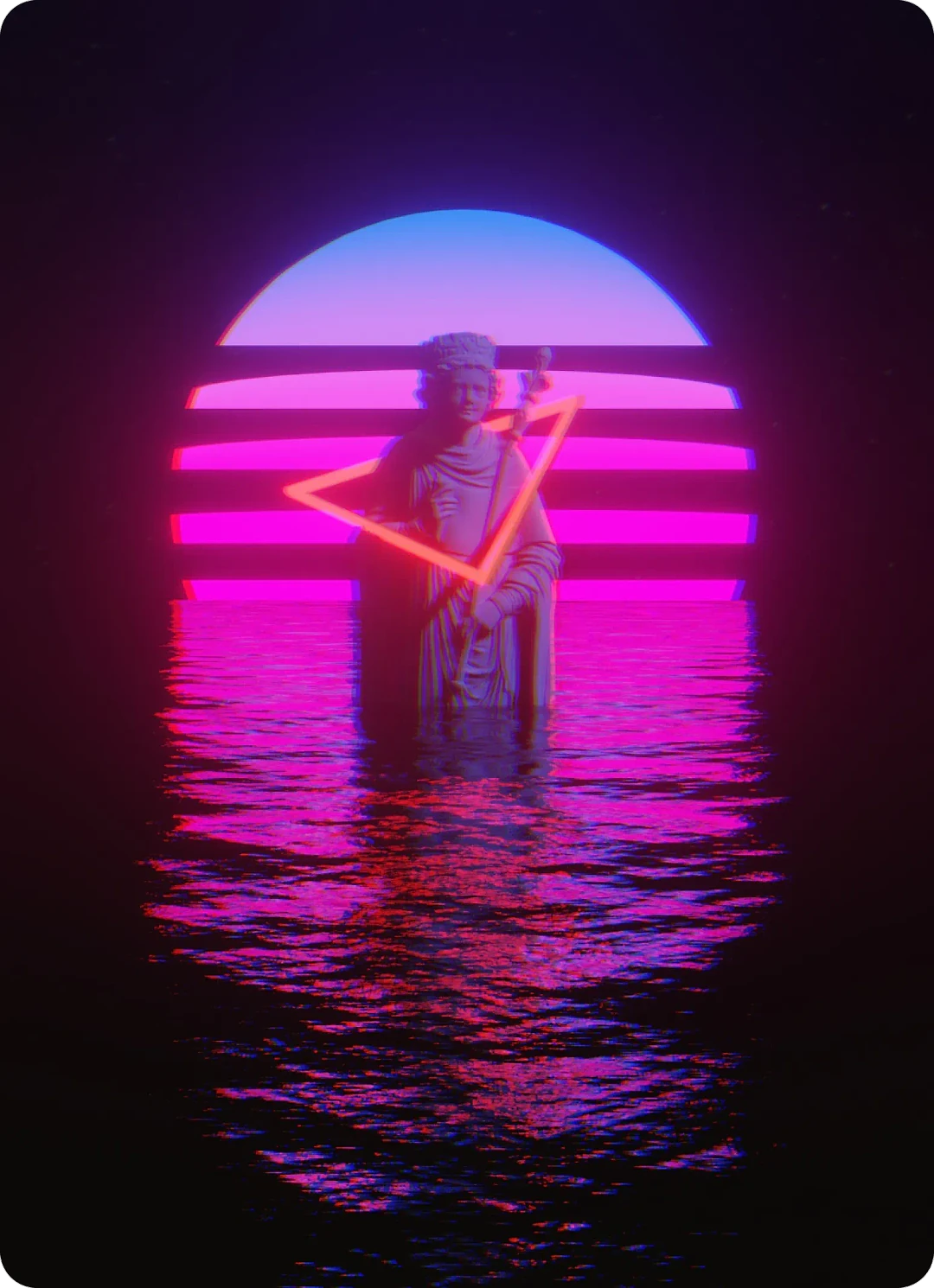 Digital artwork: Synthwave statue