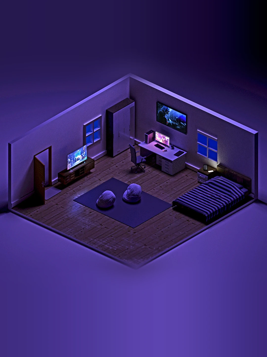 Digital artwork: Isometric studio room
