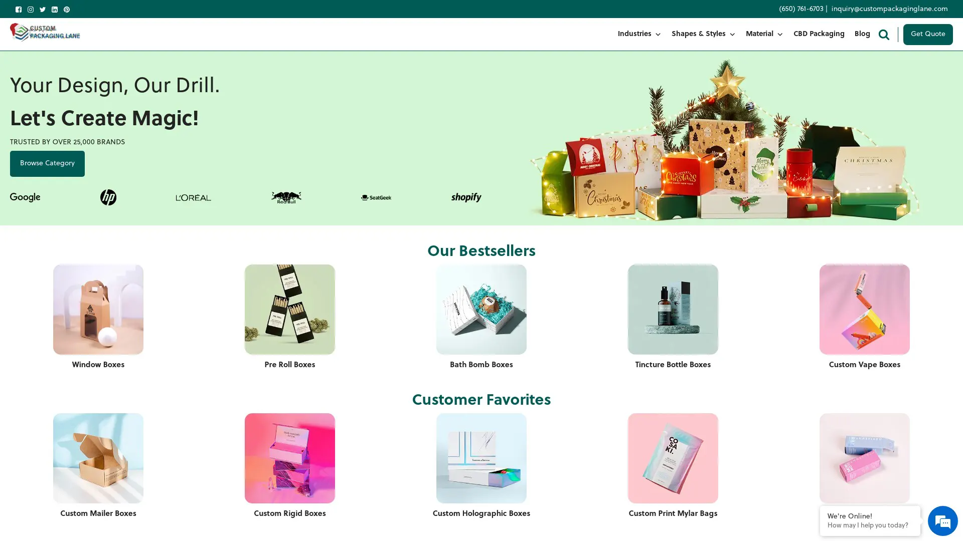 Homepage of Custom Packaging Lane