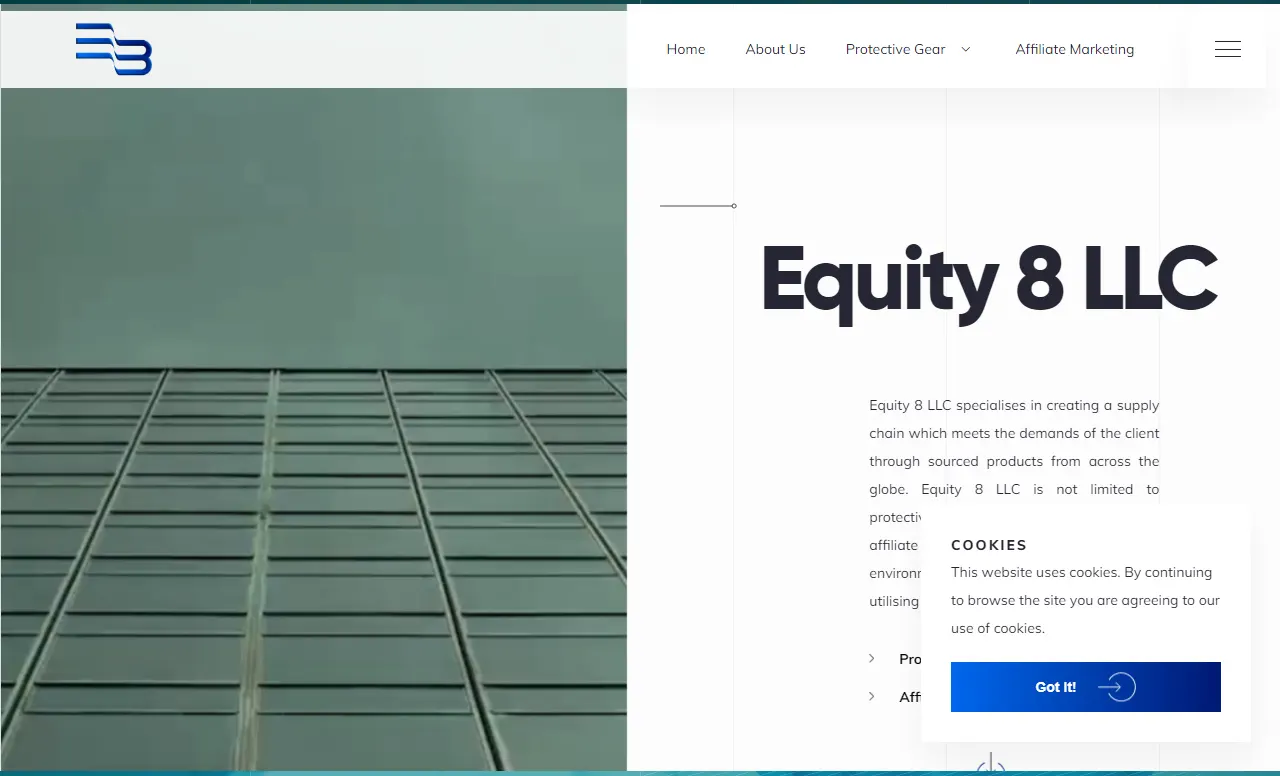 Homepage of Equity8 LLC